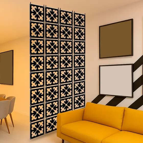 Placas decorativas kit de MDF vazadas na COR PRETA divisória de ambiente painel kit 6 12 18 e 24