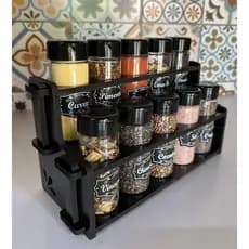 Suporte Porta temperos / Condimentos 10 potes mdf cozinha organizador de temperos+ ETIQUETAS