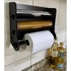 Porta Papel Toalha - Papel Alumínio - Bobina Filme para cozinha 3 em 1 MDF