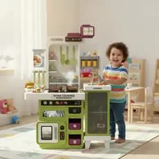 Brinquedo Cozinha Infantil Interativa Com Som Fumaça Pia com Água Acessórios Realista 82cm