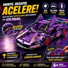 MSP Kids Blocos de Montar Carro Realista Esportivo Com 470 peças Infantil
