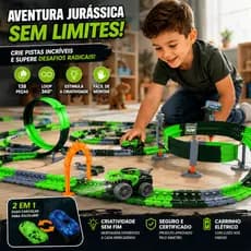 MSP Kids Pista de Carro Gigante Dinossauro Divertida 2 em 1 Jurástico Infantil