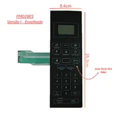 Membrana / Teclado Compatível Microondas PMO28ES - Espelhada com Tecla Tira Odor - 25,3x8,4cm