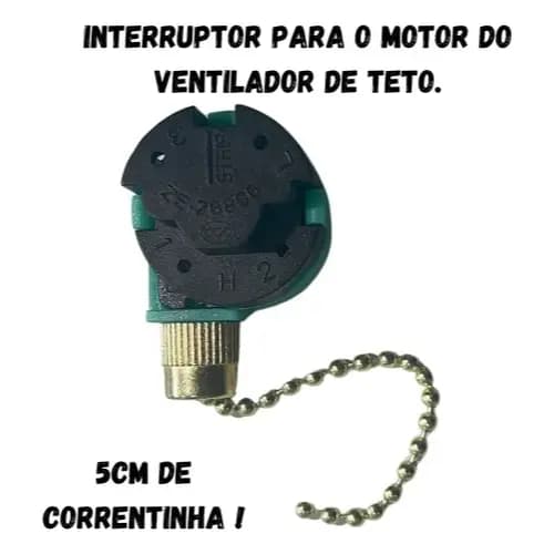 Chave Interruptor com Corrente  p/ Ventilador de Teto - Seletor De Velocidade p/ Ventilador De Teto