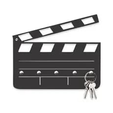 Porta Chaves Claquete Cinema em Mdf Vazado de 3mm Preto Fosco
