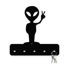 Porta Chaves Alien em Mdf Vazado de 3mm Preto Fosco