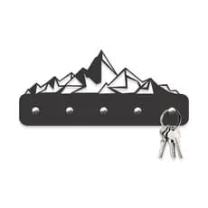 Porta Chaves Montanhas Geométricas em Mdf Vazado de 3mm Preto Fosco