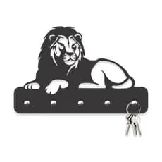 Porta Chaves Leão em Mdf Vazado de 3mm Preto Fosco