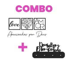 Combo (Kit Abençoados por Deus + Porta Chaves Deus é bom o tempo todo) feito em Mdf preto