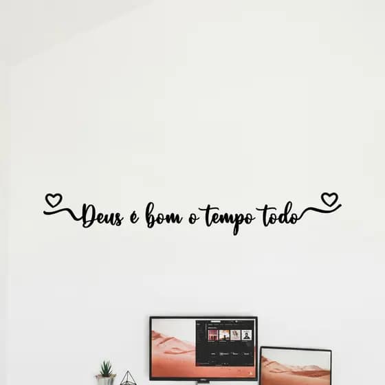 Frase Deus é Bom o Tempo Todo Quadro Decorativo Religioso Jesus em MDF