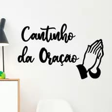 Frase Cantinho da Oração Quadro Decorativo Religioso Deus Jesus MDF