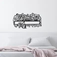 Quadro Decorativo Vazado Santa Ceia MDF 3mm Preto Fosco