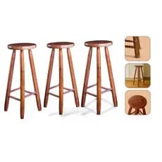 kit 3 BANCO MADEIRA ALTO  ENVERNIZADO TAMBORETE BANQUETA RUSTICO COZINHA DE BAR ILHA BALCÃO