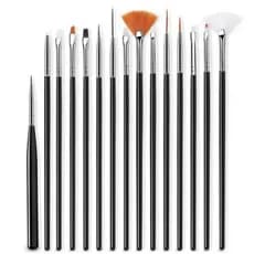 Kit De 15 Pincéis Unha Decorada Gel Acrigel