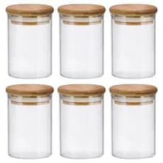 Kit 6 pote hermetico vidro 200ml Com Tampa Bambu potes porta mantimentos cozinha Tempero pequeno