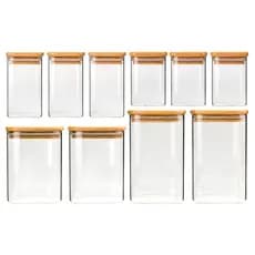 potes herméticos porta mantimentos Tampa De Bambu Kit com 10 Quadrado mantimentos tempero cozinha