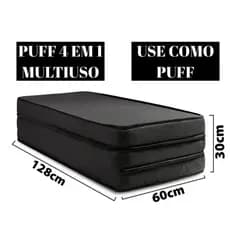 Puff Dobrável de Casal Espuma D-28 Multiuso Prático Especial Leve Fácil para Transportar Prático Confortável
