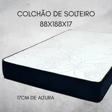 Colchão de Solteiro Altura 17cm Densidade D28 Tecido Lindo Branco Bordado 88x188x17 Excelente Preço.