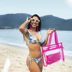 Bolsa feminina grande sacola de praia e piscina transparente bolsa viagem cabe muita coisa envio imediato