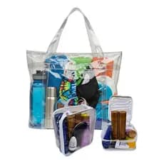 Kit Bolsa Transparente Grande + Organizador PVC Cristal Piscina Praia Academia Envio Já