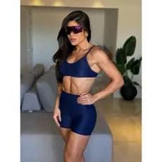 conjunto de short microcanelado poliamida zero transparência academia fitness