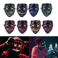 Máscara De Led Neon Fio Duplo Para festas Halloween Carnaval A Pilha