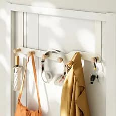 Suporte Gancho Para Porta Organizador Com 5/6/7 Ganchos Pendurar Multiuso Estilo Madeira Cabides