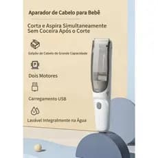 Máquina De Cortar Cabelo Aparador Infantil À Prova D'água Silencioso Absorção Automática Aspirador De Cabelo