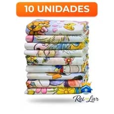 Pano de Prato GRANDE Estampado Bainha Kit 10 Unidades