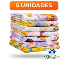 Pano de Prato Copa Estampado Bainha Kit 5 Unidades em 100% Algodão