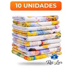 Pano de PRATO e COPA Estampado Bainha 10 Unidades em 100% Algodão