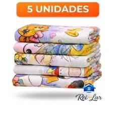 Pano de Prato Grande Estampado Bainha Kit 5 Unidades