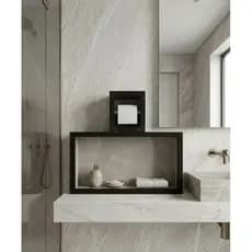 KIT NICHO DE BANHEIRO EM PORCELANATO + PORTA PAPEL HIGIENICO
