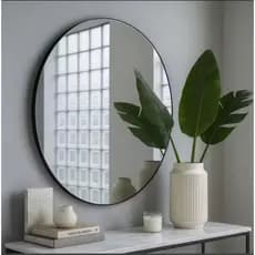 Espelho Redondo Vidro Lapidado 60cm Decorativo Autocolante Parede Banheiro Sala Quarto-ENVIO FULL