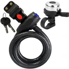 Trava Cabo De Aço Grosso Cadeado Segurança Com Chave Com Suporte Bike Bicicleta Moto Motocicleta Anti-Roubo Reforcado