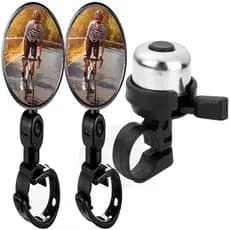 Espelho Retrovisor para Bike Convexo 360º Giratório 2 Peças + Buzina para bike Campainha Sino Cromada