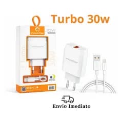 Carregador Turbo Hmaston 30W Y53-2 com Cabo iOS 1M Carregamento Rápido