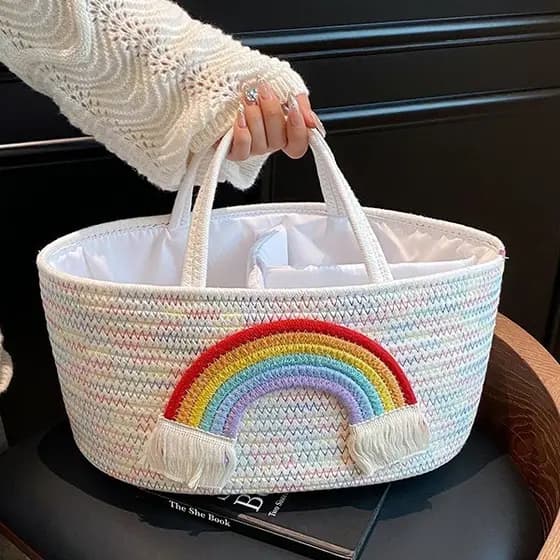 Cesta nórdica de armazenamento de fraldas, artigos diversos de grande capacidade, arrumado, bebê, mãe, passeio, cesta po