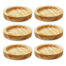 Kit Jogo Pires de Madeira Pinus Redondo para Xícaras de Chá Café Mesa Posta Porta Copos Madeira
