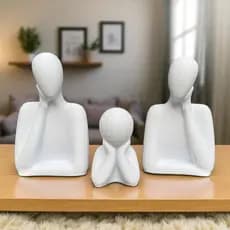 Trio Estatuetas de Família Abstrata Minimalista Casa e Decoração Escritórios
