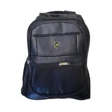 Mochila Bolsa De Couro Juvenil Masculina Reforçada Escolar Cor PRETA