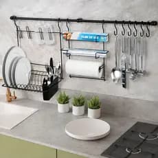 Cook Home 9 Kit Cozinha Suspensa Black - Arthi Kit Organização Copos Talheres Pratos