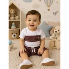 camiseta e short conjunto infantil bebe menino tamanho único