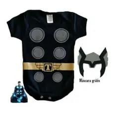 body bebê personagem mesversário temático Thor com capacete