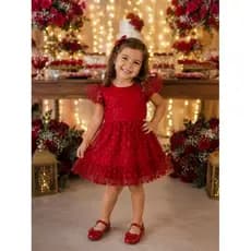 promoção Vestido Infantil Vermelho  -  ideal Festas e Ocasiões Especiais