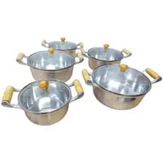 Jogo de Panela Aluminio Batido Conjunto de Cozinha com Tampa de Vidro