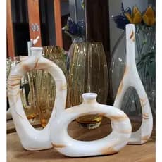 Conjunto decoracao ceramica Trio vaso decorativo Sala Aparador Rack minimalista Enfeite Centro Mesa