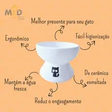 Comedouro cerâmica Gato Bebedouro bebedor PET ergonomico Elevado anti formiga higiênico fácil limpar