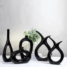 Enfeites Cerâmica Vasos Kit 5 Peças Conjunto Garrafa Decorativas Sala Cozinha Trio Rack Centro Mesa