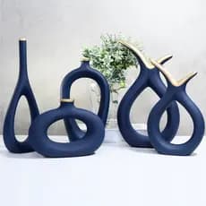 Kit Conjunto 5 Peças Vasos Garrafa Decorativas Cerâmica Enfeites Sala Cozinha Trio Rack Centro Mesa